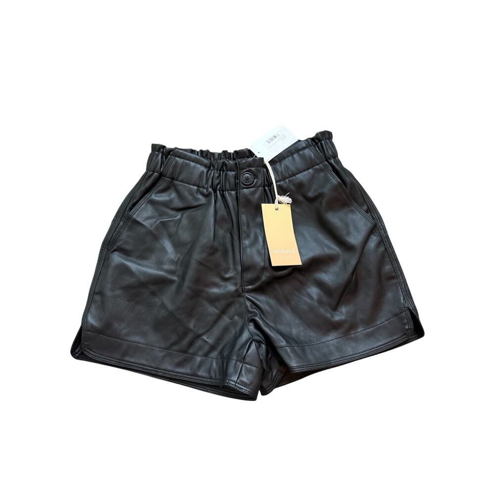 NWT Weekend S Black Faux Leather High Waisted Paperboy Shorts